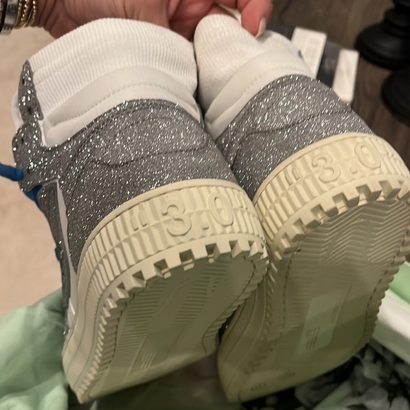 GLITTER OFF-WHITE HIGH TOP SNEAKERS - Picture 12 of 15